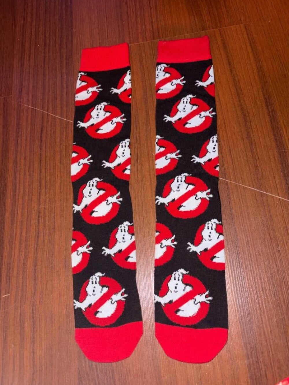 Ghostbusters No-Ghost Logo Crew Socks All Over Print Licensed Novelty Black Red